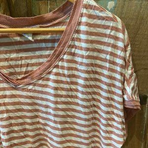 Mauve Striped V-Neck
